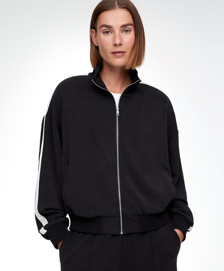 Oysho Modal Side Band Jacket Nere | 73120-OQKV