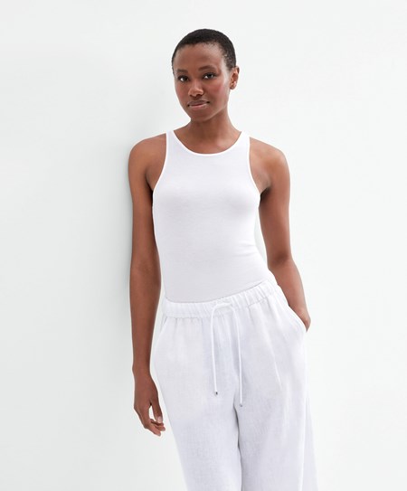 Oysho Modal Vest Top Pale Ecru | 16284-CEFG