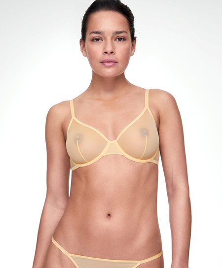 Oysho Non-padded Underwired Classiche Bra In Tulle Gialle | 57438-LEKZ