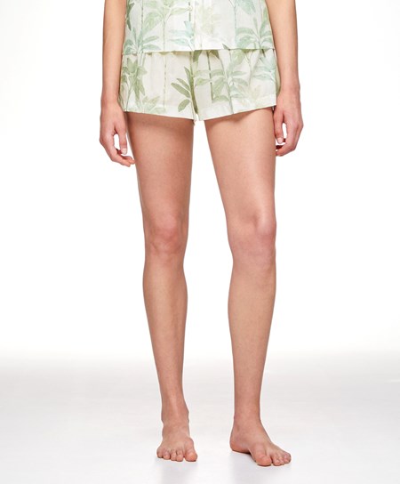 Oysho Palm Tree 100% Cotone Shorts Grass | 32856-KYIJ