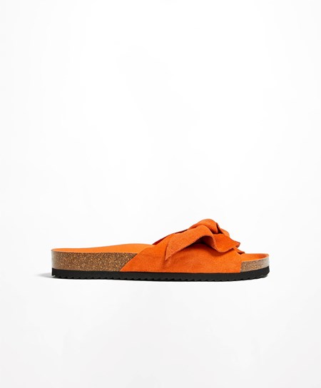 Oysho Pelle Bow Sandals Arancioni | 79851-UTEC