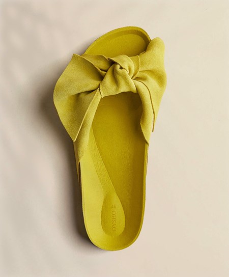 Oysho Pelle Bow Sandals Lime | 94283-MBWE