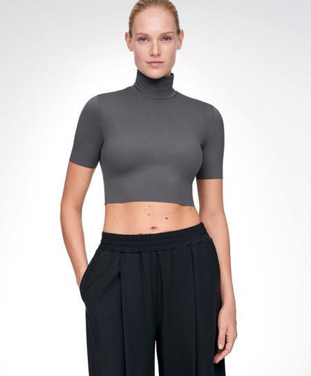Oysho Perfect-adapt Crop Top With Raised Neck Corallo Grigie | 28069-LPQR