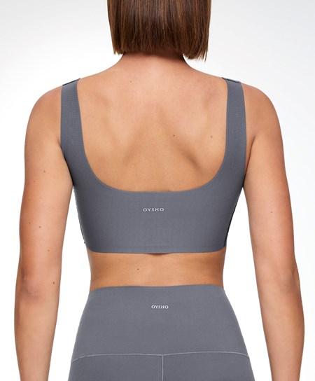 Oysho Perfect-adapt Medium-support Sports Bra With Cups Steel | 10523-NILV