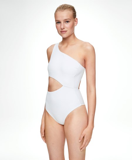 Oysho Piqué Asymmetric Trikini Bianche | 18905-SOXF