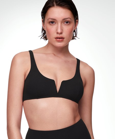Oysho Piqué Halterneck Bikini Top Nere | 53902-EMYQ