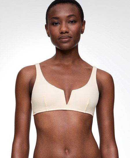 Oysho Piqué Halterneck Bikini Top Vanilla | 05417-SCDR