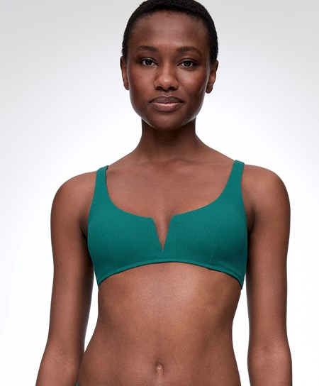 Oysho Piqué Halterneck Bikini Top Verdi | 67349-KJTP