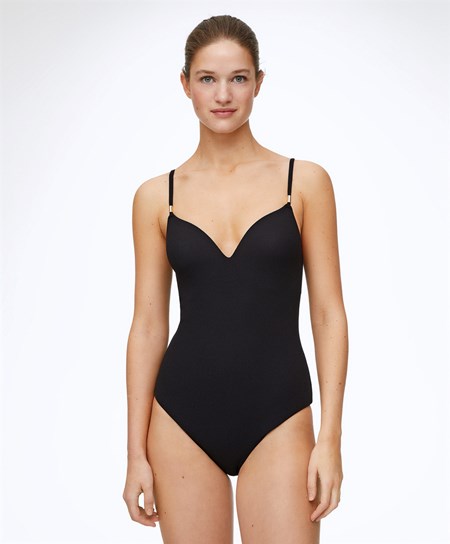 Oysho Piqué Triangle Swimsuit Nere | 71450-VDEL