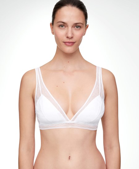 Oysho Pizzo Triangle Bra Pale Ecru | 25408-IMDR