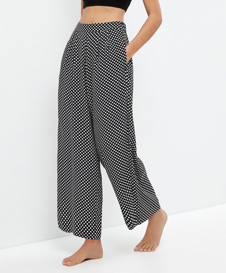 Oysho Polka Dot Larghe-leg Trousers Nere | 26179-OBXQ