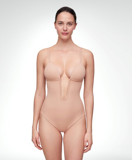Oysho Polyamide U-neckline Cinturino Body Beige | 01362-EVCP