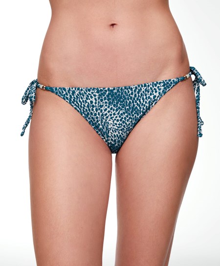 Oysho Print Medium-coverage Bikini Briefs With Ties Ocean | 89234-GXAW