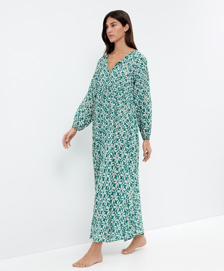 Oysho Printed 100% Cotone Tunic Vestito Verdi | 83170-OAYE