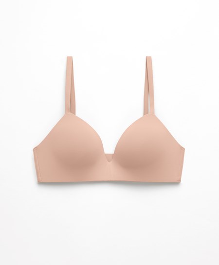 Oysho Push-up Imbottito Triangle Polyamide Bra Beige | 01254-DPGH