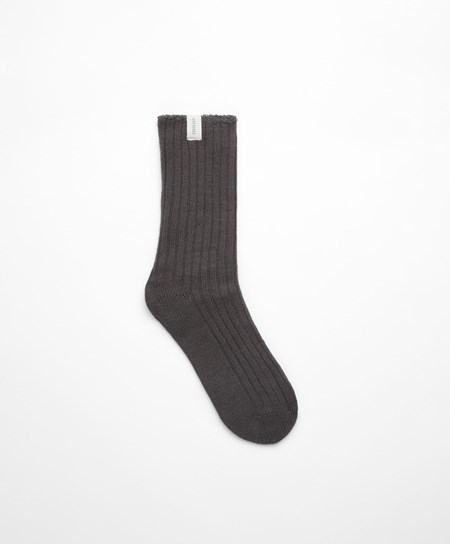Oysho Rib Classiche Socks Anthracite | 35670-WELI