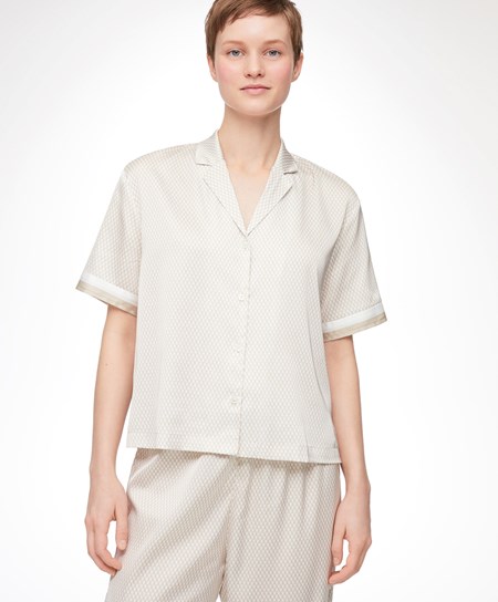 Oysho Satin Corta-sleeved Shirt Barley | 71942-YGDI