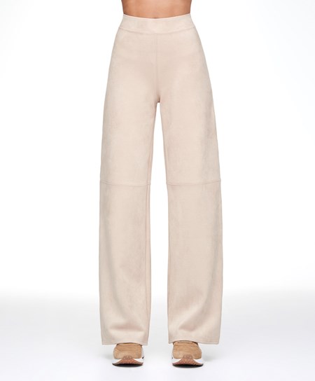 Oysho Scamosciate-effect Dritto-leg Trousers Marroni | 05874-APDZ