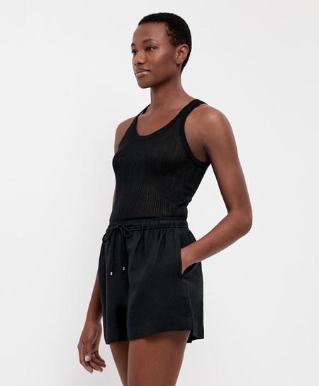 Oysho Semi-sheer Knit Vest Top Nere | 18542-XOBU