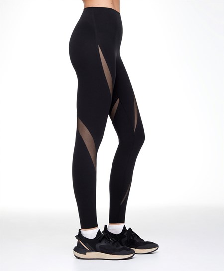 Oysho Sheer Panel 65cm Compressive Leggings Nere | 67930-SWJZ