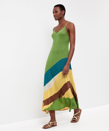 Oysho Shiny Knit Cinturino Midi Vestito Verdi | 75416-DIZQ