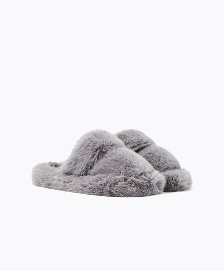 Oysho Sintetica Fur Double Cinturino Sandals Grigie | 47859-YIGD
