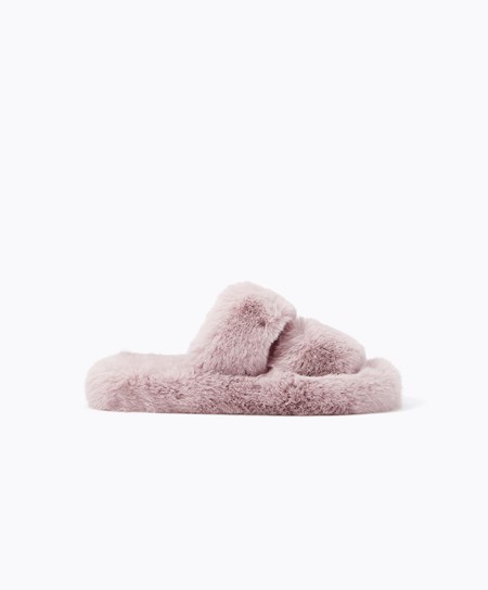 Oysho Sintetica Fur Double Cinturino Sandals Mauve | 67281-LAUZ