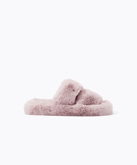 Oysho Sintetica Fur Double Cinturino Sandals Mauve | 74805-IVCQ