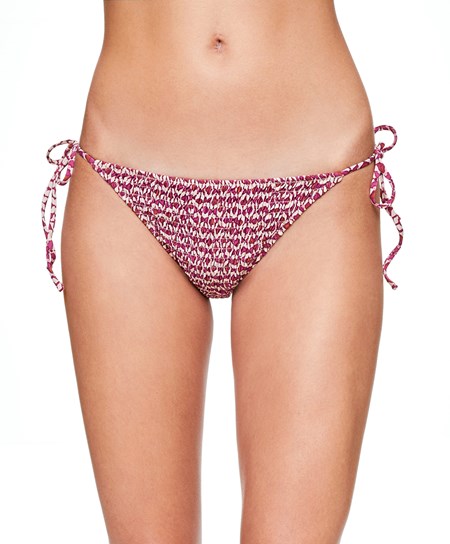 Oysho Smock Motif Print Medium-coverage Bikini Briefs With Ties Fucsia | 59823-PBHA