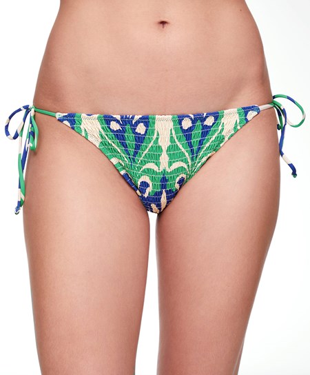 Oysho Smock Motif Print Medium-coverage Bikini Briefs With Ties Verdi | 89352-TQAF