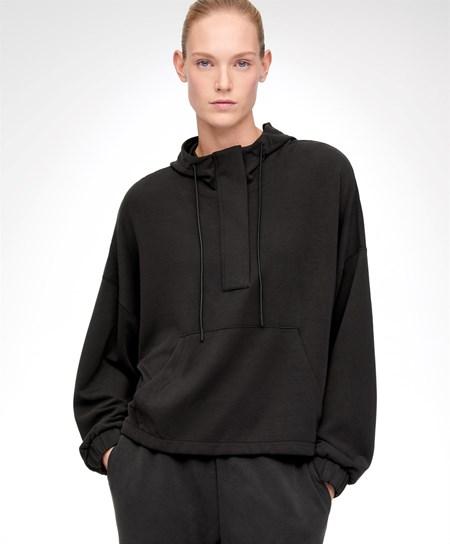 Oysho Soft Touch Modal Sweatshirt With Zip Nere | 46178-NPZI