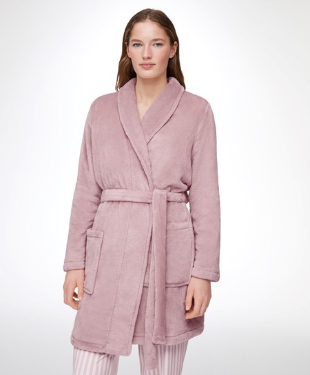Oysho Soft-touch Fleece Corta Dressing Gown Rosa | 20643-GCWU