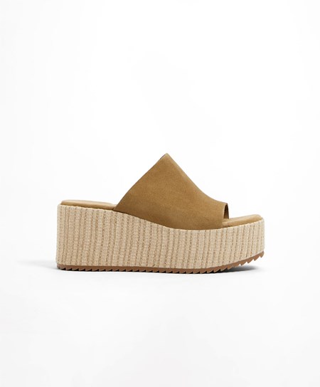 Oysho Split-leather Wedge Marroni | 25046-NTRD
