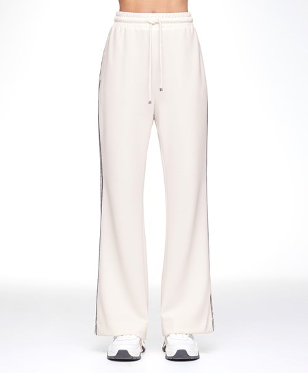 Oysho Stripe Modal Flare Trousers Cream-white | 09637-ZXAH