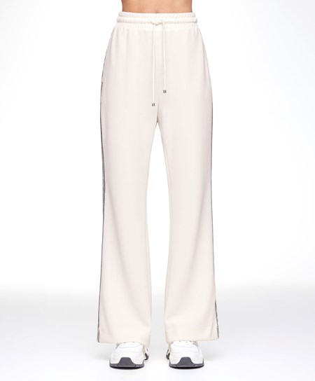 Oysho Stripe Modal Flare Trousers Cream-white | 67415-HKUZ