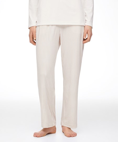 Oysho Stripe Velour Trousers Stone | 89267-DMBL