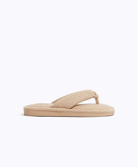 Oysho Texture Perizoma Sandals Beige | 68524-SLBE