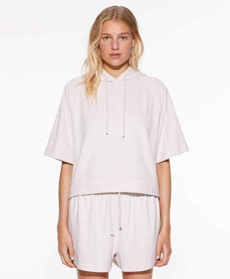 Oysho Towel-effect Con Cappuccio Sweatshirt Stone | 87312-QNWI