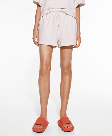 Oysho Towel-effect Shorts Stone | 92386-VRAQ