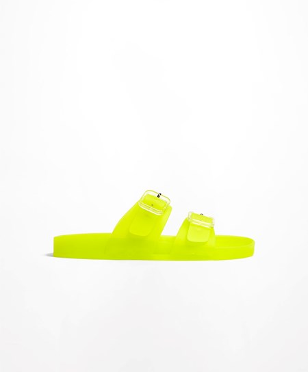 Oysho Translucent Moulded Beach Sandals Lime | 05987-ZJEF