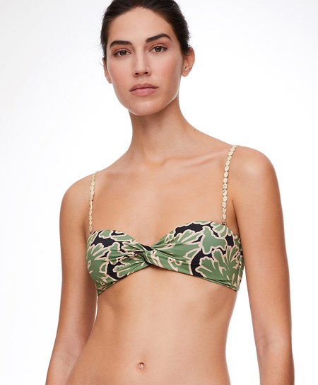Oysho Tropical Bandeau Bikini Top Verdi | 62875-OHIE