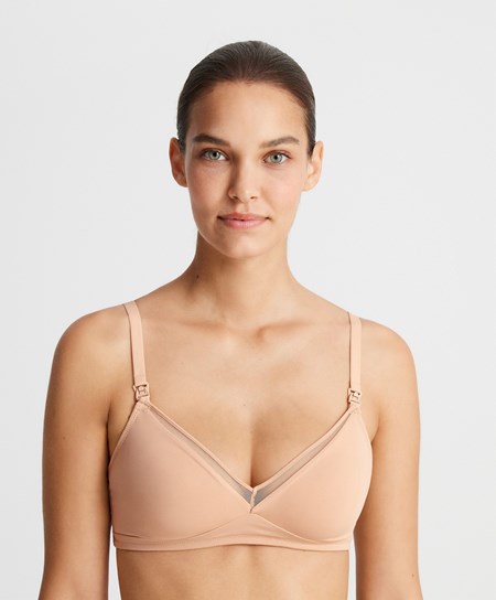 Oysho Tulle Nursing Bra Beige | 37245-EMIN