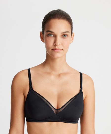 Oysho Tulle Nursing Bra Nere | 08634-UISQ
