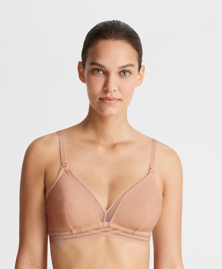 Oysho Tulle Triangle Nursing Bra Beige | 18764-WQIH