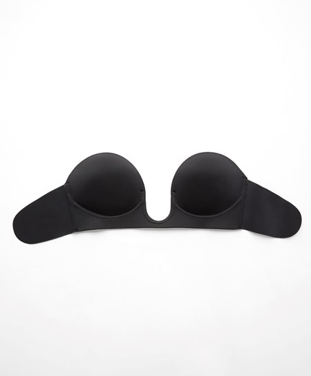 Oysho U-neck Fabric Adhesive Bra Nere | 53169-XMET