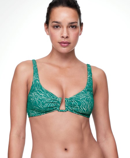 Oysho U-neck Jacquard Halter Bikini Top Verde Acqua Verdi | 28763-UPHT