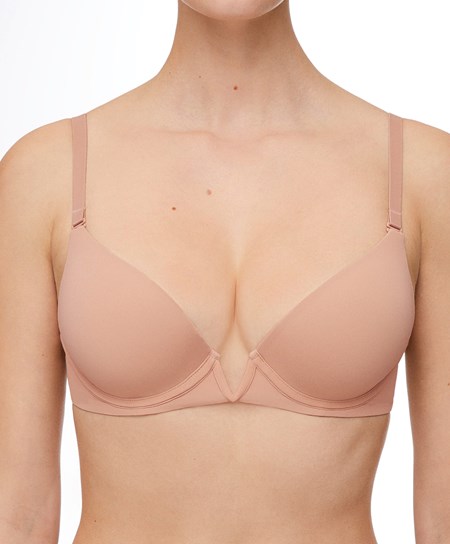 Oysho V-neck Multiway Push-up Bra Beige | 72594-CRZI