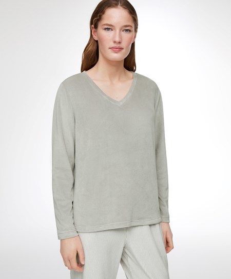Oysho Velour Long-sleeved T-shirt Green-grey | 18207-MEJO
