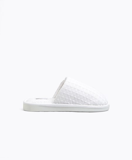 Oysho Waffle Slippers Bianche | 02753-LFTO
