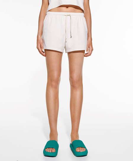 Oysho Washed 100% Cotone Shorts Cream-white | 13598-BFVQ